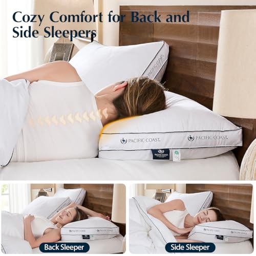 Pacific Coast Gusseted Pillows, Goose Feather and Down Firm Pillows, Luxury Hotel Collection Bed Pillows for Sleeping, Supportive Gusseted Dsign for Side and Back Sleepers (King (Pack of 2))