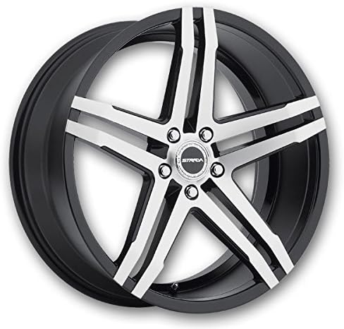 20" Inch Strada Domani Gloss Black Machine Wheels Rims | Set of 4 | Includes Free Wheel Club LA T-Shirt | Fits Audi Mercedes BMW Infiniti Dodge Cadillac Chevy Ford Lexus Nissan Hyundai