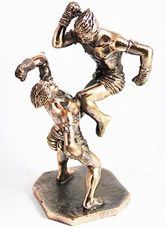 HANUMARN-YIAB-LONGKHA BIG SIZE ART OF MUAY THAI KICK BOXING FIGHT RESIN STATUE BRONZE COLOR EPC