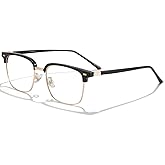 ANRRI Blue Light Glasses for men Metal Browline Frame UV 400 Protection Clear Lens Anti Eyestrain Computer Gaming Glasses