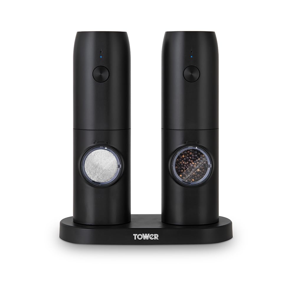 Tower Electronic Salt & Pepper Mill, Composite, Black
