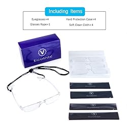 LifeArt 4 Pairs Reading Glasses, Blue Light