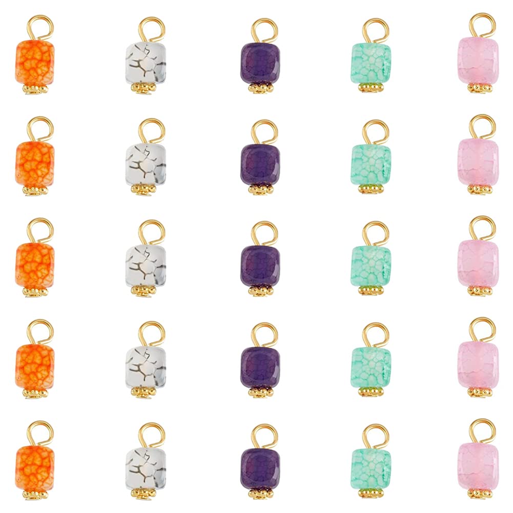 SUPERFINDINGS 100 Pieces 5 Colors Natural Crystal Agate Pendant Beads Crystal Agate Charms Stone Healing Crystal Pendants for Jewelry Making Hole: 2-4mm