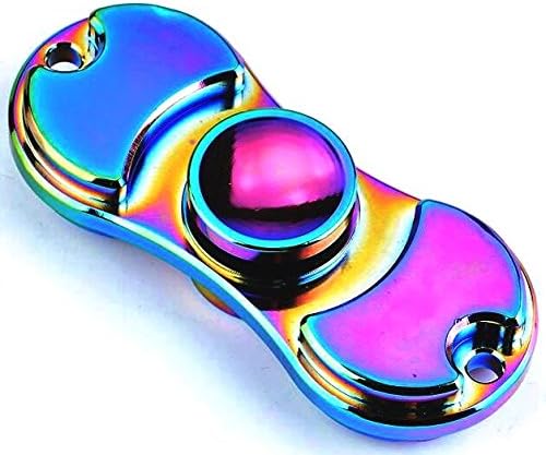 High-Grade Metal Fidget Spinner Equpped with Stainless Steel Bearing - High Grade Stress Relief Fidget Toy (Rainbow 2 Leaf)