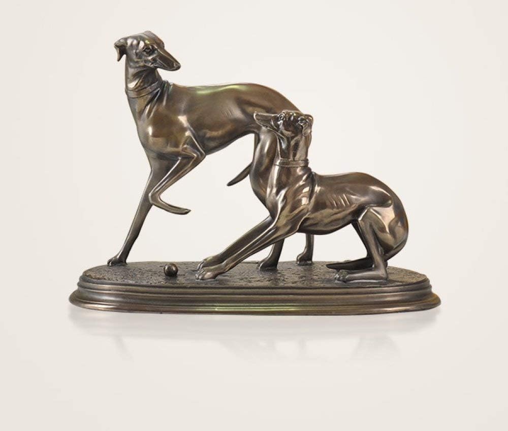 NISHIPANGZI Figurine Figurines Statue Statues Statuette Sculptures,Handmade Resin Copper Hunting Dog Sculpture Greyhound Lovers Art Figurine for Craft Ornament for Home and Office Decoration