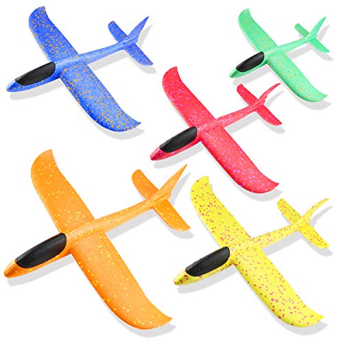 Weoxpr 5 Pack 18.3inch Multicolor Airplane Toy, Jumbo Manual Throwing Foam Plane, Large Glider Planes, Fun Airplane Model, Flying Aircraft for Outdoor Sport Game, Birthday Party Favors, Carnival Prize - Thumbnail 7