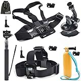 EEEKit 5in1 Accessories Stater Kit for Kodak SP360 16 MP Digital Camera, Car Suction Mount,Floating Hand Grip,Chest Harness and Selfie Monopod Pole