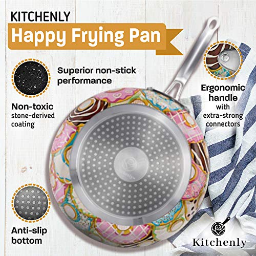 KITCHENLY Nonstick Frying Pans with Lids Granite Frying Pans with