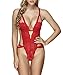 Ruzishun Teddy Lingerie for Women(Red,L)