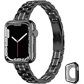 CSJCUBIC Metal band Compatible with Apple Watch Band 46mm 45mm 44mm 42mm 41mm 40mm 38mm for women, Slim and Thin Stainless Steel Replacement Adjustable Wristband for iWatch Series 11/10/9/8/7/6/5/4/3/2/1/SE