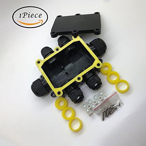 6-Way IP68 Waterproof Junction Box+3 Set of Different Size Sealed Silica Gel Pad, SUNNORN Outdoor/External Junction Box Connector Used for Outdoor Underground(1 Piece)