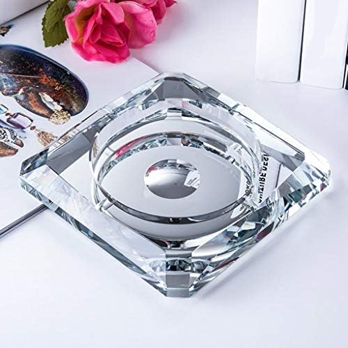 BMY Ashtray Silver Square Crystal Glass Personalized Gifts Luxurious, Giving Smokers The Best Gift (Size : 20 20 4.5cm)