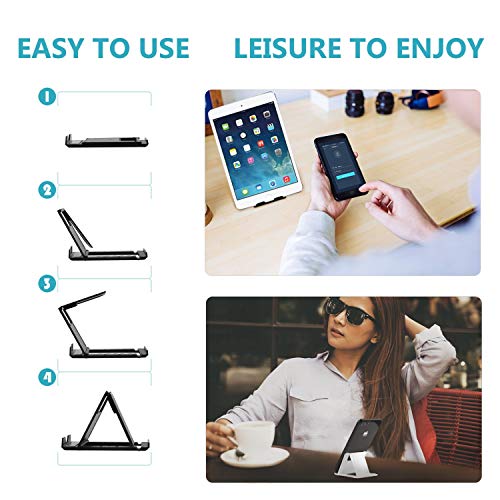 Cell Phone Stand Holder, Tonyhoney Universal Foldable Multi-Angle Desktop Mobile Holder 2 Pack Compatible with Tablet iPhone X/6/7/8Plus and Samsung Galaxy s6 s7 s8 S9 (Black&White)