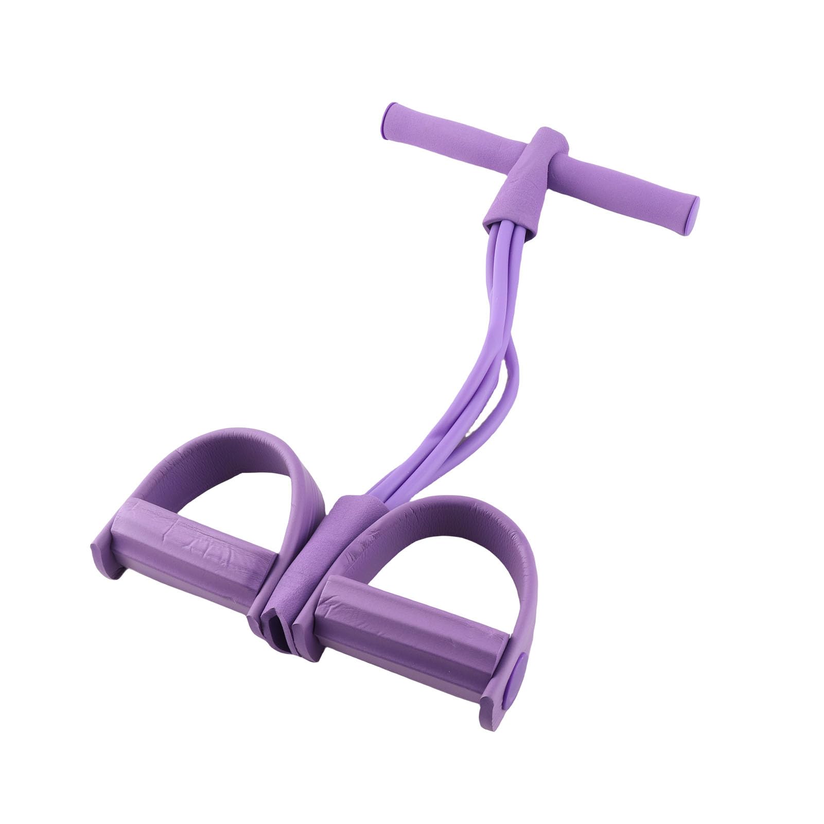 Drfeify Pedal Resistance Band, 4 Tube Elastic Pull Rope Sit Up Training Pedal Resistance Band Yoga Stretching Fitness Equipment(Purple)
