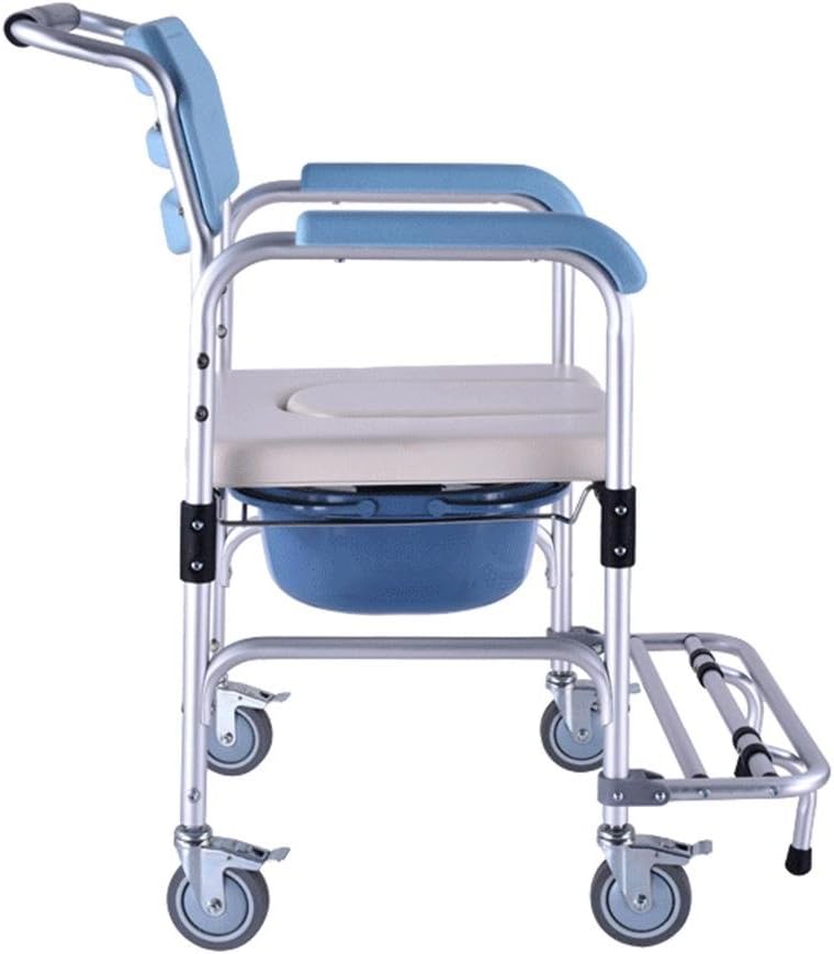 Healthcare Folding Portable Fixed Height Mobile Commode and Over Toilet Chair,Shower Chair With Wheels and Brakes
