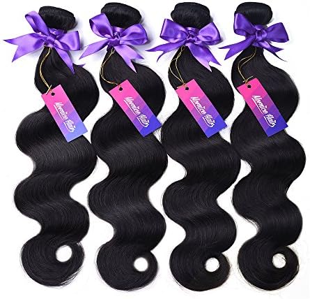 Mornice Hair 4 Bundles 100% Unprocessed 8A Brazilian Remy Virgin Hair Weft Weave Real Body Wave Human Hair Extensions Natural Black 400G (22"22"24"24")