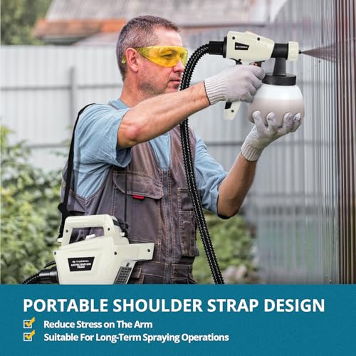 Tilswall Paint Sprayer, 800W HVLP 1200ML/Min Electric Spray Paint Gun with 2.5M Air Hose, 1300ML Detachable Container, 3 Nozzle Sizes & 3 Patterns, Power Painter for Furniture, Cabinet (White)