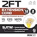 Iron Forge Cable 2 Foot Lighted Outdoor Extension Cord with 3 Outlets - 12/3 SJTW Heavy Duty Yellow Extension Cable 3 Prong - Multiple Outlets