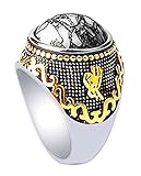 Stainless Steel 18k Real Gold Plated Ring for Men Women by PINONLY Turquoise Gemstone Statement Ring-Thick and Heavy