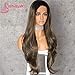 Sapphirewigs Black Ombre Brown Heat Resistant Hair Natural Wave Type Hand Tied Perruque Synthetic Lace Front Wig For Wedding Party