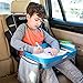 Kids Travel Activity & Snack Tray by On The Go Families- Heavy Duty Side Walls, Solid Lap Desk with Large Pockets for Storage - Portable, Waterproof & Machine Washable (Pink 2.0)