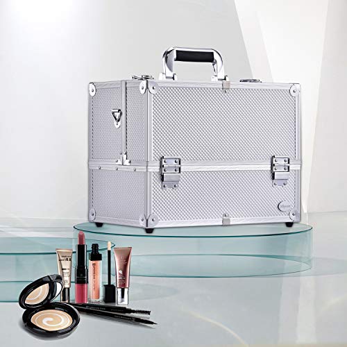 Joligrace Extra Large Makeup Train Case 6 Tray Make Up Artists