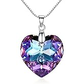Crystalline Azuria Pendant Necklace For Women Heart Necklaces For Women With Crystals Sterling Silver Women's Jewelry 18 inches
