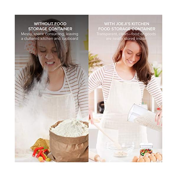 6-Airtight-Food-Storage-Containers-Set-Labels-Marker-Kitchen-and-Pantry-Storage-Ideal-for-Cereal-Spaghetti-Flour-Pasta-Clear-Food-Containers-with-lids Joejis Food Storage Containers with Lids Chalk Label and Pen - Stackable Airtight Tubs for Easy Cupboard Kitchen…