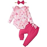 YALLET Baby Girl Clothes Newborn Infant Girl Outfits Floral Romper+Pants+Headband Fall Baby Layettes for Clothing 0-18 Months