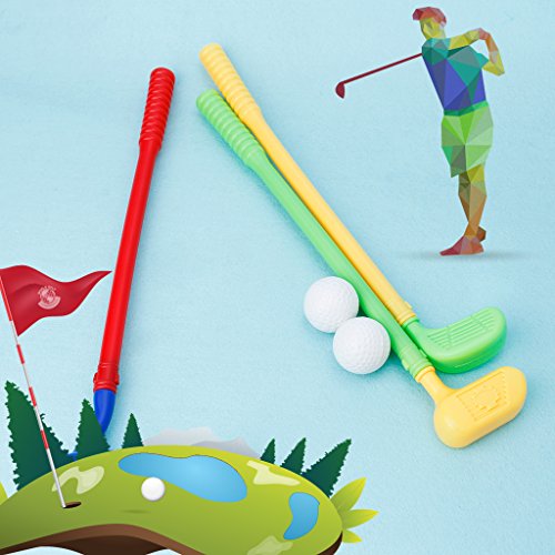 image for BKID 3PCs Mini Golf Clubs Golfer and Balls Toy Kids Golf Game Toy Outd