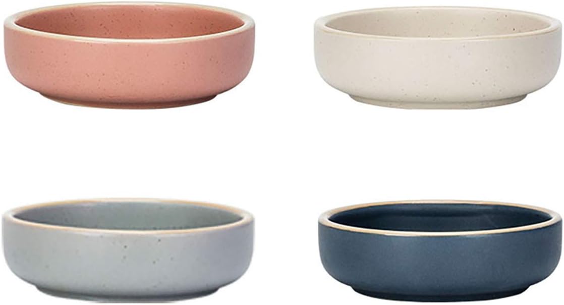 MDZF SWEET HOME Porcelain Sauce Dishes Side Dish Sushi Dipping Bowls Matte Glaze Tableware Serving Dish Appetizer Plates Stackable Ramekins, Set of 4