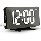Digital Alarm Clock for Bedroom Dimmable Dual Desk Clock for Heavy Sleepers | Large Number, 5 Alarm Modes, Non‑Rechargeable, Constant Cord Connection, Lightweight, Beeping Sound
