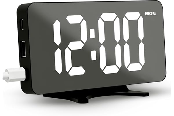 Digital Alarm Clock for Bedroom, Easy Setup Electronic Dual Alarm Clock with Large Numbers, Power-Off Memory Adjustable Brigh