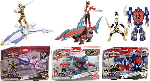 Power Rangers Super Samurai Octozord Sharkzord with Shark Attack Ranger, Octozord with Gold Mega Ranger & Lightzord with Super Mega Ranger Figure Set