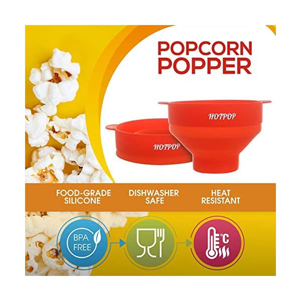 The Original Hotpop Microwave Popcorn Popper Silicone Bowl, BPAFree