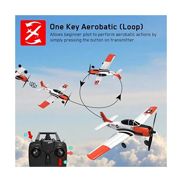 MARLO VOLANTEXRC T-28 RC Flugzeug, Spannweite Flugzeug 400mm 2,4 GHz RC Segelflugzeug Starrflügelflugzeug mit Xpilot… – Bild 5
