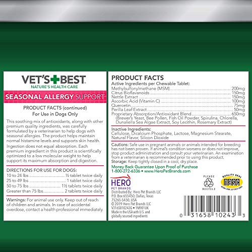 Vet’s Best Seasonal Allergy Relief Dog Allergy Supplement Relief