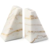 Karibiber Marble Bookends for Heavy Books, Calacatta Decorative Book Ends for Shelves, Unique and Heavy Bookends for Hardback Book &amp; Cookbooks, Stone Book Stopper, Modern Book Holder,Set of 2
