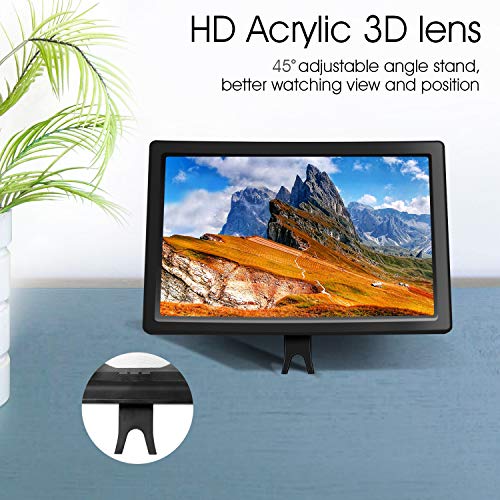 Foonii 12'' 3D Screen Magnifier for Cellphone, HD Phone Screen Magnifier for Movies, Videos and Gaming with Foldable Holder Stand, Screen Amplifier Compatible with All Cellphone (Black) - Thumbnail 4