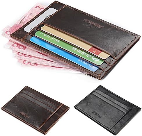 Whatsin Front Pocket Wallet Slim Money Clip Credit Card Case Holder Minimalist Thin Pocket Leather Purse (Black)