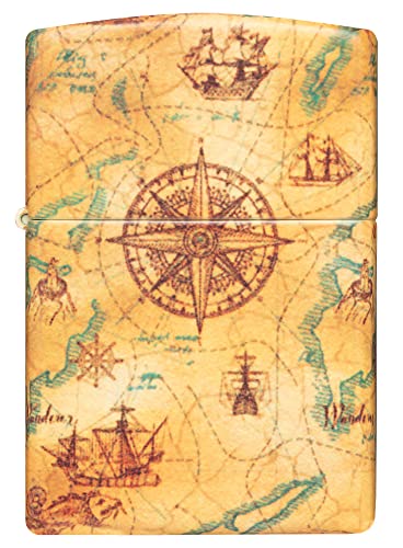 Zippo Winddichte aansteker - Vintage Globe - 540 wit mat - navulbaar, levenslang gebruik - verstelbare vlam - geschenkdoos - een doos - metalen constructie - Made in USA