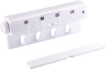 Rosenstein & Söhne Waschleine ziebar: Wandtrockner mit 4 ausziehbaren Wäscheleinen zu je 3,75 m, ges.: 15 m (Wäscheleine zum 