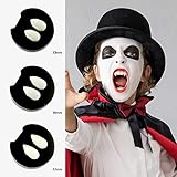 AsaVea 3 Pairs Vampire Teeth Fangs, Safe & Non-Toxic False Tooth Dentures for Halloween Costume Cosplay Party Events, Fits Most Kids & Adults (3 Sizes)