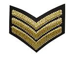 2 pieces Gold SERGEANT STRIPES Iron On Patch Fabric Motif Applique Military Army Rank Decal 2.4 x 1.9 inches (6 x 4.8 cm)