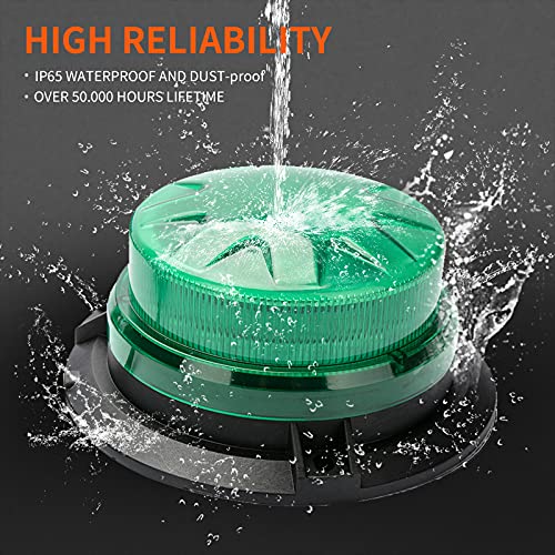 AUXMOTEC Green Led Emergency Strobe Beacon Lights With Mount And 8 Flash Models Warning