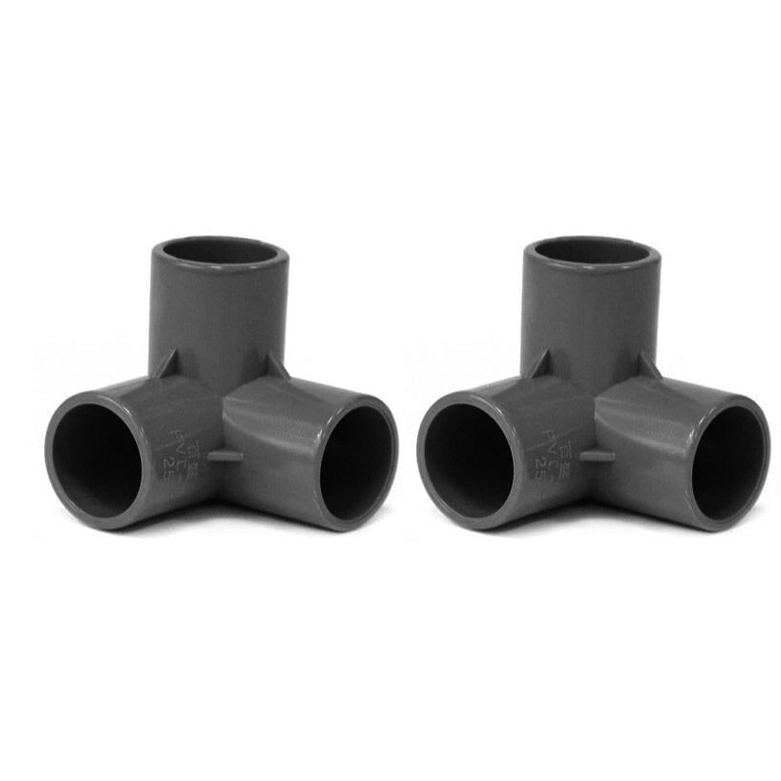 TOP-VIGOR 10pcs 3-Way Elbow PVC Pipe Fitting Furniture Grade 25mm Size Tee Corner Fittings Grey 10Pcs