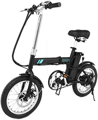 Zaplue 16" Folding Electric Bike, Single Speed Electric Bicycle with Pedal Assist, 36V Lithium Battery (Black)