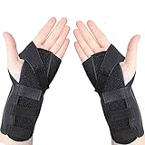 Wrist Support/Carpal Tunnel Splint Brace Pack of 2 - Cushioned to Help With Carpal Tunnel, Pain, Sprains, Tendonitis, Arthritis - Left Right Adjustable Black Wrist Brace for Computer Typing, Night
