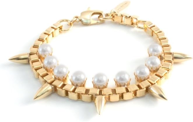 Joomi Lim Love Thorn Spikes and Pearls Mini Round Bar and Chain Bracelet of 17cm