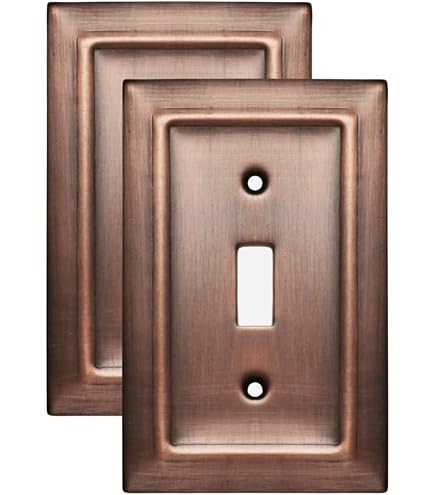 Soft Modern Decorative Metal Switch Plate - Quad Toggle, Antique Copper, Solid Zinc Alloy, 4.9"L X 3.2"W - View #6
